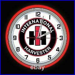 15 International Harvester IH Sign Double Red Neon Clock Man Cave Tractor