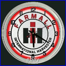 16 Farmall International Harvester IH Sign Red Neon Clock Farm Tractor