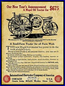 1915 IH Mogul Tractor NEW Metal Sign 24 x 30 USA STEEL XL Size 7 lbs