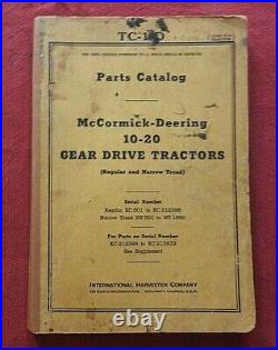 1923-39 McCORMICK-DEERING 10-20 GEAR-DRIVE TRACTOR PARTS CATALOG MANUAL ORIGINAL