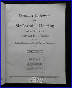 1928 McCORMICK-DEERING 10-20 15-30 INDUSTRIAL TRACTOR SALES CATALOG 96 PAGES WOW