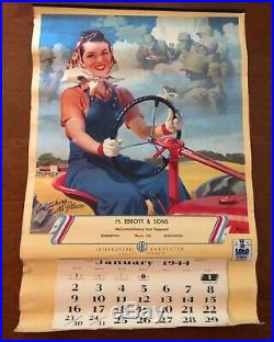1944 International Harvester McCormick Deering War Calendar woman tractor WI