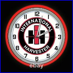 19 International Harvester IH Sign Double Neon Clock Man Cave Tractor