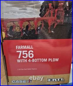 1/16 International Harvester Farmall 756 Tractor Narrow Front with 4-Bottom Plow