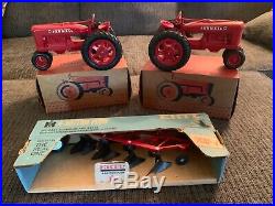 2 international harvester product miniature farmall ms and plow blue box