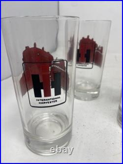 6 International Harvester Bulldozer Glass Tumblers Farm Tractor Hard To Find