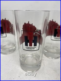 6 International Harvester Bulldozer Glass Tumblers Farm Tractor Hard To Find