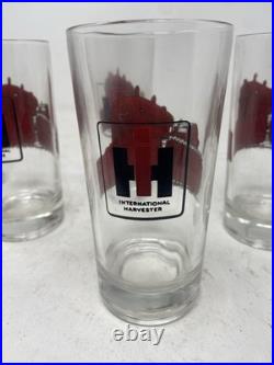 6 International Harvester Bulldozer Glass Tumblers Farm Tractor Hard To Find