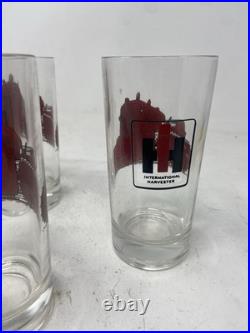 6 International Harvester Bulldozer Glass Tumblers Farm Tractor Hard To Find