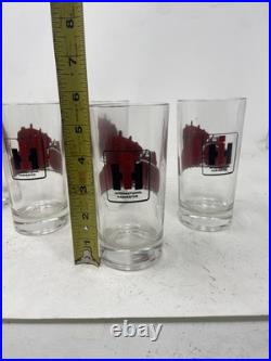 6 International Harvester Bulldozer Glass Tumblers Farm Tractor Hard To Find