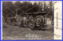 Antique RPPC International Harvester tractor & hay baler Real Photo Postcard