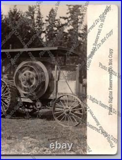 Antique RPPC International Harvester tractor & hay baler Real Photo Postcard