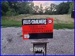 Big Allis Chalmers AC Sign Porcelain IH Farm Tractor Gas Oil Barn Seed Feed
