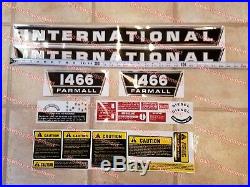 COMPLETE Decal Set for IH 1466 Tractor International Farmall Hood Panel Warning