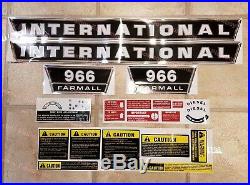 COMPLETE Decal Set for IH 966 Tractor International Farmall Hood Side Warning