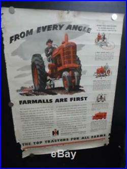 C. 1945 McCORMACK DEERING FARMALL TRACTOR Advertising Poster WWII Era Vintage BIG