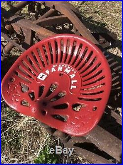 Cast Iron Tractor Seat Farmall Mccormick IH Red Barn Sign Antique M H 300 Cub