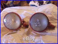 Farmall H M tractor Original IH front working 6V head lights & Cast Clamps