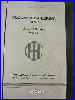 IH INTERNATIONAL HARVESTER No. 39 CATALOG McCormick Deering TRACTOR FARMALL