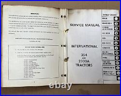IH International 354, 2300A Tractors CHASSIS Original Blue Ribbon Service Manual