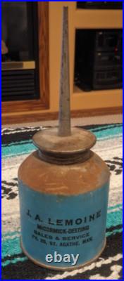 IH International Harvester Blue Metal Oiler Oil Can Tractor McCormick-Deering IH International Harvester Blue Metal Oiler Oil Can Tractor McCormick-Deering