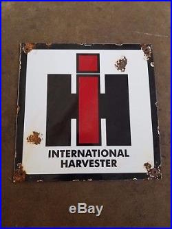 IH International Harvester Porcelain Metal Sign Oil Gas farm tractor vintage