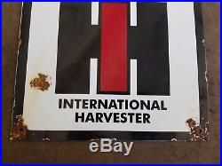 IH International Harvester Porcelain Metal Sign Oil Gas farm tractor vintage