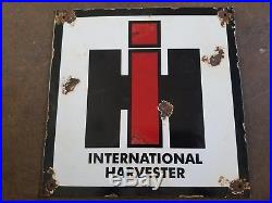 IH International Harvester Porcelain Sign Farm Tractor Equipment Gas Oil Diesel