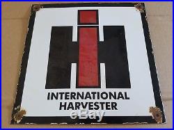 IH International Harvester Porcelain Sign Farm Tractor Plow Corn Cow Old Barn