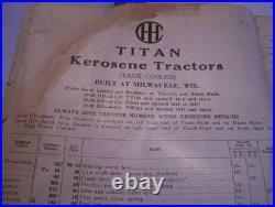 INTERNATIONAL HARVESTER TITAN Tractor Dealer Parts Book Original Famous Hit Miss