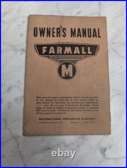 International Harvester Farmall Owner's Manual M Tractor Series 1943 Mccormick