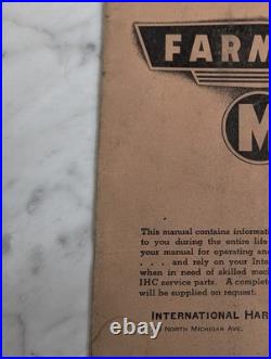 International Harvester Farmall Owner's Manual M Tractor Series 1943 Mccormick