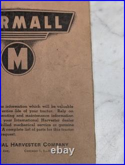 International Harvester Farmall Owner's Manual M Tractor Series 1943 Mccormick