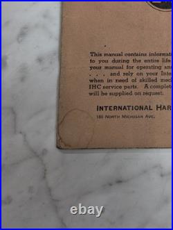 International Harvester Farmall Owner's Manual M Tractor Series 1943 Mccormick