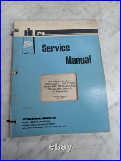 International Harvester Service Manual 582 Special 682 782 982 Cub Cadet Tractor