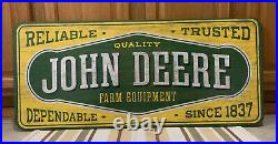 John Deere Sign Wood Farm Equipment Barn Tools Tractor Feed Vintage Style 36