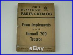 McCormick Parts Catalog International Harvester F2I-1 Implements Farmall 200 VTG
