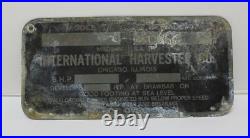 OEM International Harvester Tractor Model 30 Identification VIN ID Plate Tag SR