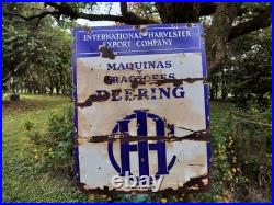 Old Deering International Harvester enamel sign original Farm tractor