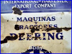 Old Deering International Harvester enamel sign original Farm tractor