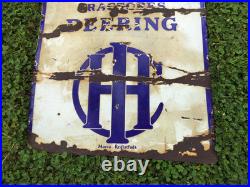 Old Deering International Harvester enamel sign original Farm tractor