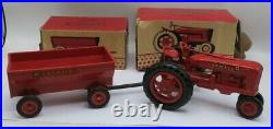 Rare 1940's Boxed 1/16 Miniature Plastic Farmall M Mccormick Tractor & Trailer