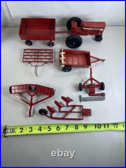 Rare ERTL International Harvester 656 Red Tractor implements Vintage set 27H11