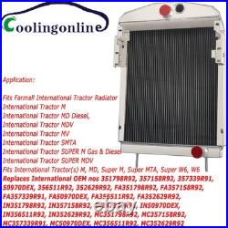 Tractor Radiator 3 Row For Farmall International Harvester M MD Super 351798R92
