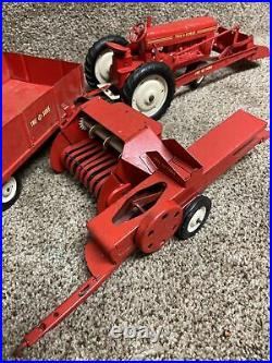 Tru Scale Harvester Die Cast Metal Tractor With Loader Hay Bailer Bundle Vintage