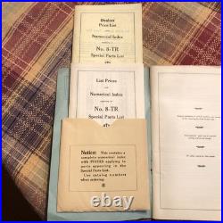 VINTAGE IH SPECIAL PARTS LIST# 8-TR with dealer price sheet, list price sheet