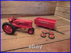 Vintage 1950s Plastic International Harvester Farmall Tractor withTrailer Toy Farm