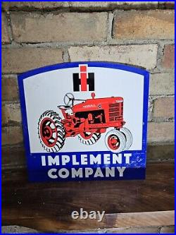Vintage 1970's International Harvester Tractor Farm Porcelain Sign 12 X 11 3/4