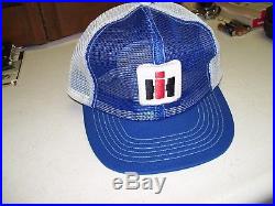 Vintage 1970s IH INTERNATIONAL HARVESTER Tractor Mesh Blue Hat Cap U. S. A