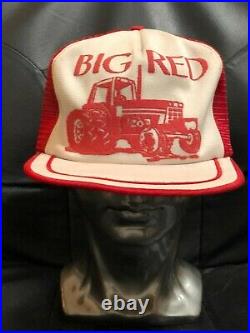 Vintage 80's Snapback USA Hat Cap Tractor 1586 International Big Red IH Mesh
